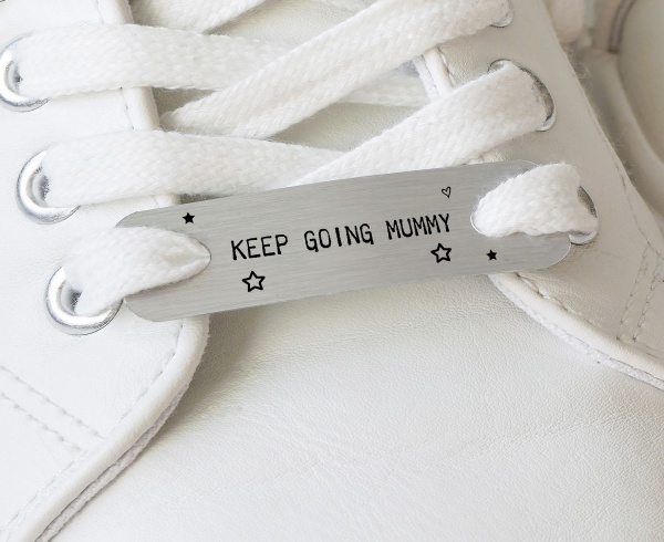 Personalised Metal Brushed Steel Trainer Lace Tags Own Wording maisiemoogifts